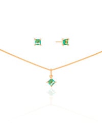 Conjunto Quadrado Turmalina 4 mm Banhado a Ouro 18K