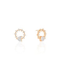 Brinco Círculo Pontos de Luz Coração Cristal Banhado a Ouro 18K