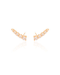 Ear Cuff Pontos de Luz Cristal 2.5 cm Banhado a Ouro 18K