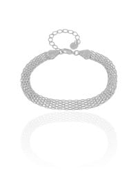 Pulseira Malha Italiana Achatada 6 mm Ródio Branco