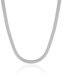 Choker Malha Italiana Achatada 5 mm Ródio Branco