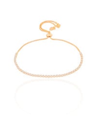 Pulseira Riviera Cristal 2 mm Fecho Gravata Banhado a Ouro 18K