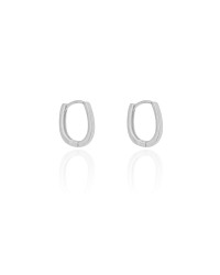 Brinco Argola Click em U Lisa 1.5 cm Ródio Branco
