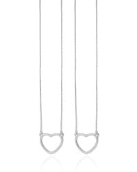 Escapulário Corações Vazados Ródio Branco - 60 cm