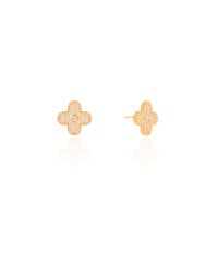 Brinco Flor Cravejada Cristal 1.1 cm Banhado a Ouro 18K