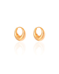 Brinco Argola Click Abaulada Lisa 1.6 cm Banhado a Ouro 18K
