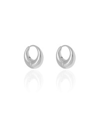 Brinco Argola Click Abaulada Lisa 1.6 cm Ródio Branco