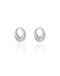 Brinco Argola Click Abaulada Lisa 1.6 cm Ródio Branco