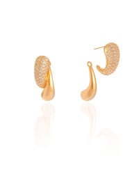 Ear Jacket Gota Lisa e Cravejada Cristal 2.2 cm Banhado a Ouro 18K
