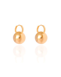 Brinco Argola Click Bola Lisa 2.4 cm Banhado a Ouro 18K