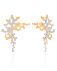 Brinco Orgânico Plaquinhas Mix Banho 5.2 cm Banhado a Ouro 18K