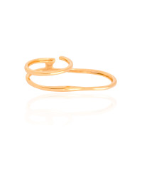 Anel Duplo Filetes Tamanho 18 Banhado a Ouro 18K