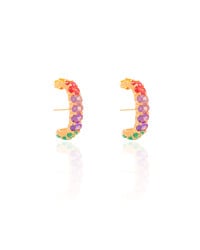 Ear Hook Ovais Coloridos Banhado a Ouro 18K