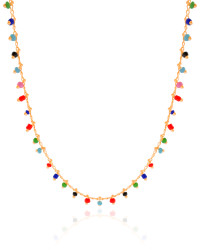 Choker Miçangas Coloridas Banhado a Ouro 18K