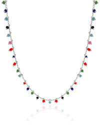 Choker Miçangas Coloridas Ródio Branco