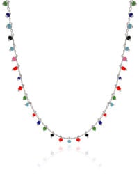 Choker Miçangas Coloridas Ródio Branco