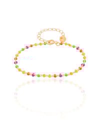 Pulseira Bolinhas Coloridas 2 mm Banhado a Ouro 18K