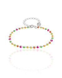 Pulseira Bolinhas Coloridas 2 mm Ródio Branco