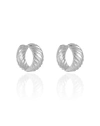 Brinco Argola Click Frisada Lisa 2.1 cm Ródio Branco