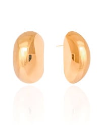 Brinco Oval Abaulado Liso 3.7 cm Banhado a Ouro 18K
