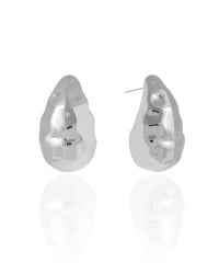 Brinco Gota Orgânica ABS 3.2 cm Ródio Branco
