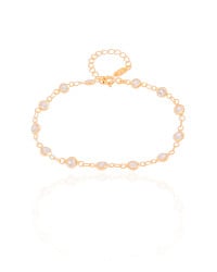 Pulseira Pontos de Luz Cristal 5 mm Banhado a Ouro 18K