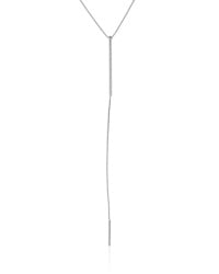 Gargantilha Gravata Palitos Texturizados Ródio Branco - 45 cm
