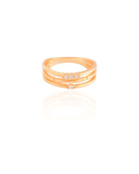 Anel Filetes Cravejado Cristal Tamanho 19 Banhado a Ouro 18K