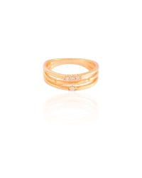 Anel Filetes Cravejado Cristal Tamanho 19 Banhado a Ouro 18K