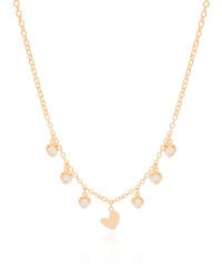Choker Elos Corações Lisos e Cristal Banhado a Ouro 18K