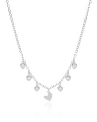 Choker Elos Corações Lisos e Cristal Ródio Branco