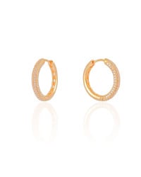 Brinco Argola Click Redonda Cravejada Cristal 2.3 cm Banhado a Ouro 18K