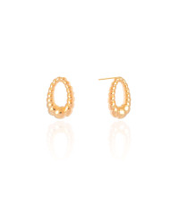 Brinco Oval Torcido 1.8 cm Banhado a Ouro 18K