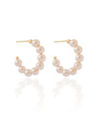Brinco Argola Pérolas 2.7 cm Banhado a Ouro 18K