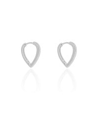 Brinco Argola Click Coração Liso 1.9 cm Ródio Branco