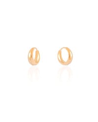 Brinco Argola Click Abaulada Lisa 1.4 cm Banhado a Ouro 18K
