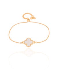 Pulseira Trevo Madrepérola Fecho Gravata Banhado a Ouro 18K
