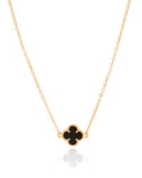 Choker Elos Trevo Preto Banhado a Ouro 18K