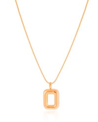 Gargantilha Veneziana Retângulo Vazado Liso Banhado a Ouro 18K - 40 cm
