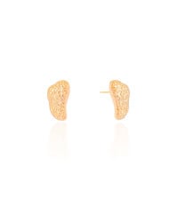 Brinco Orgânico Texturizado 1.7 cm Banhado a Ouro 18K