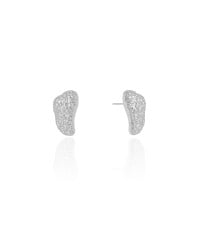 Brinco Orgânico Texturizado 1.7 cm Ródio Branco