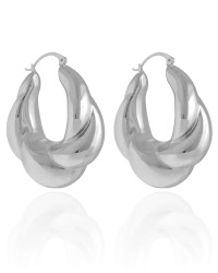Brinco Argola Torcido Fecho Italiano 5.0 cm Banho Branco
