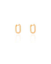 Brinco Argola Click Retangular Lisa 1.4 cm Banhado a Ouro 18K