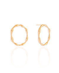 Brinco Oval Orgânico 2.7 cm Banhado a Ouro 18K