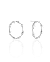 Brinco Oval Orgânico 2.7 cm Ródio Branco
