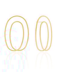 Brinco Fio Oval Duas Voltas 5.0 cm Banhado a Ouro 18K