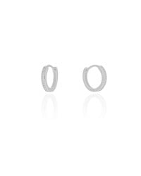 Brinco Argola Click Cravejada Cristal 1.4 cm Ródio Branco
