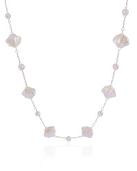 Choker Conchas em Pérola Ródio Branco