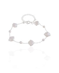 Pulseira Conchas em Pérola Ródio Branco