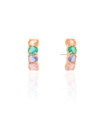 Ear Hook Ovais Coloridos 2.5 cm Banhado a Ouro 18K